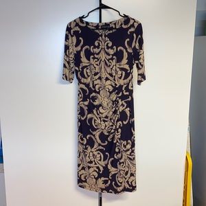 Connected Apparel dress purple tan size 8